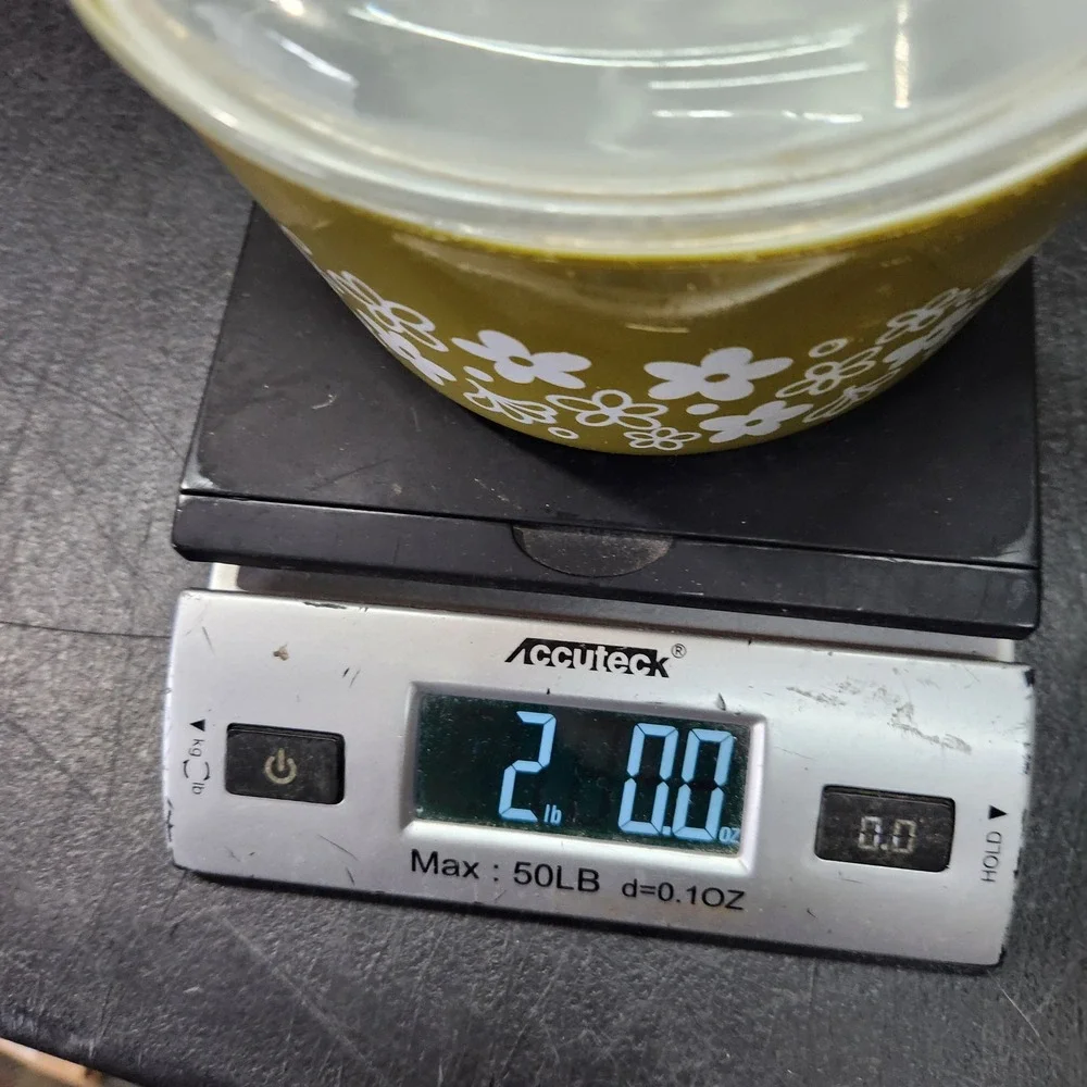 Vintage Pyrex 473-B Spring Blossom Green Crazy Daisy 1 Qt Casserole Dish Lid